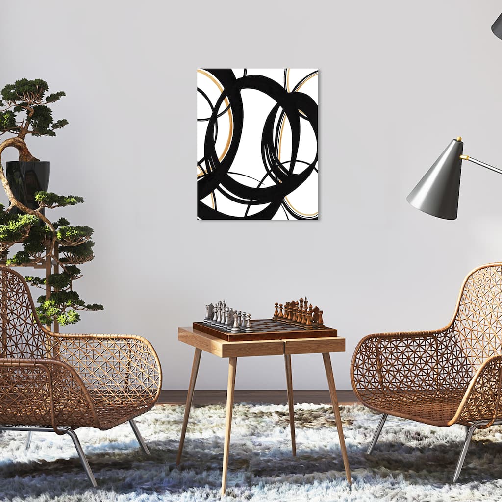 Wynwood Studio Abstract Black Waves Black and Modern & Contemporary Wall Art Canvas Print