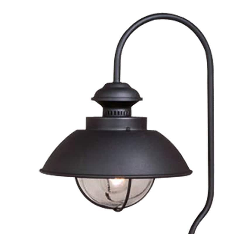 Harwich 1L Black Coastal Outdoor Dome Barn Post Light Clear Glass - 10-in W x 20.5-in H x 12.75-in D