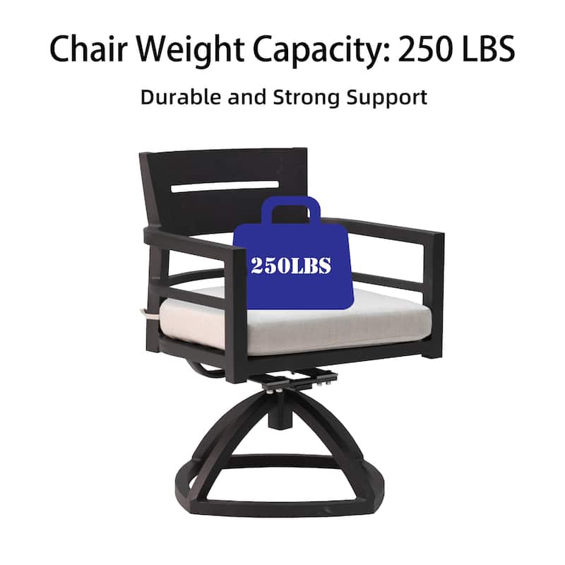 Outdoor Weather Resistant Aluminum Swivel Rocker Set of 2 with Sunbrella Cushions, Patio Swivel Rocker Chairs
