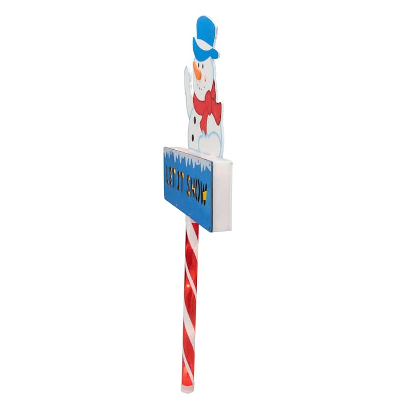 28.5" Lighted Snowman 'LET IT SNOW' Christmas Lawn Stake - Clear Lights