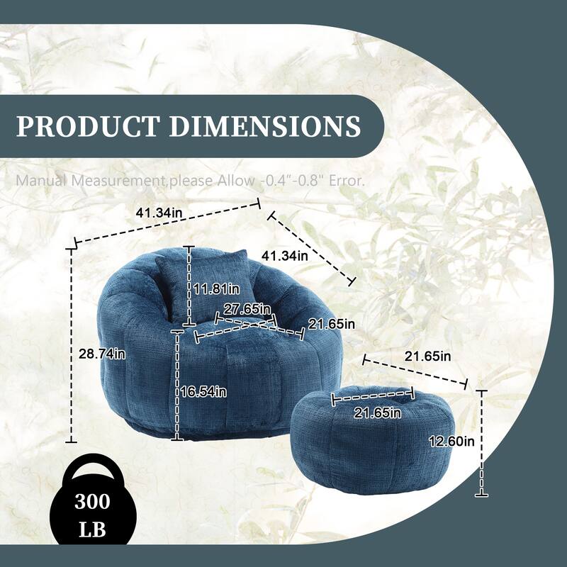 HOMEFUN Comfortable Beanbag sofa, with memory foam filler, can rotate super large round sofa