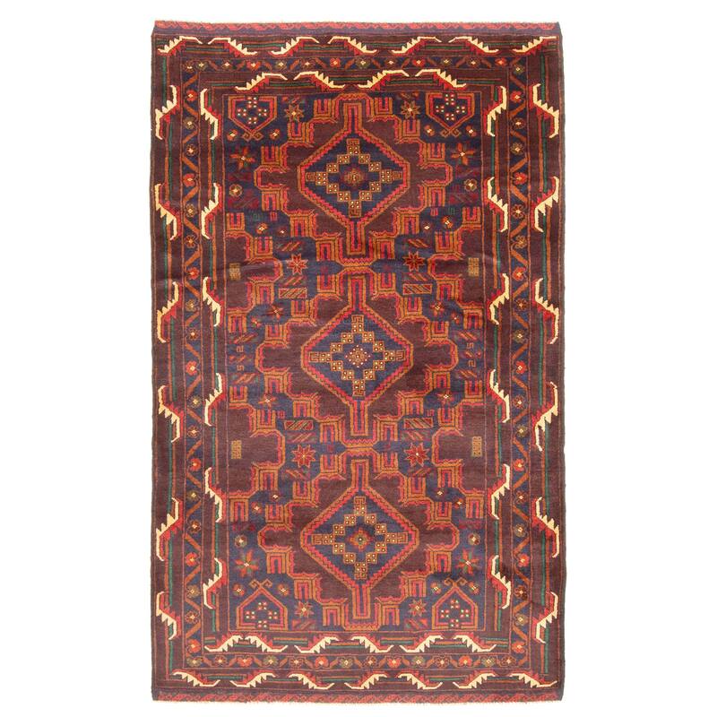 ECARPETGALLERY Hand-knotted Teimani Dark Navy Wool Rug - 3'10 x 6'6