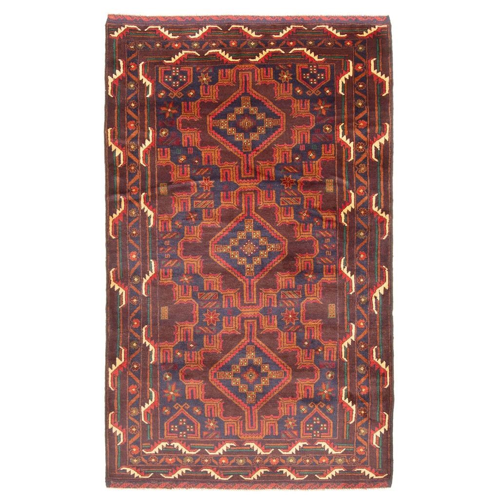 ECARPETGALLERY Hand-knotted Teimani Dark Navy Wool Rug - 3'10 x 6'6