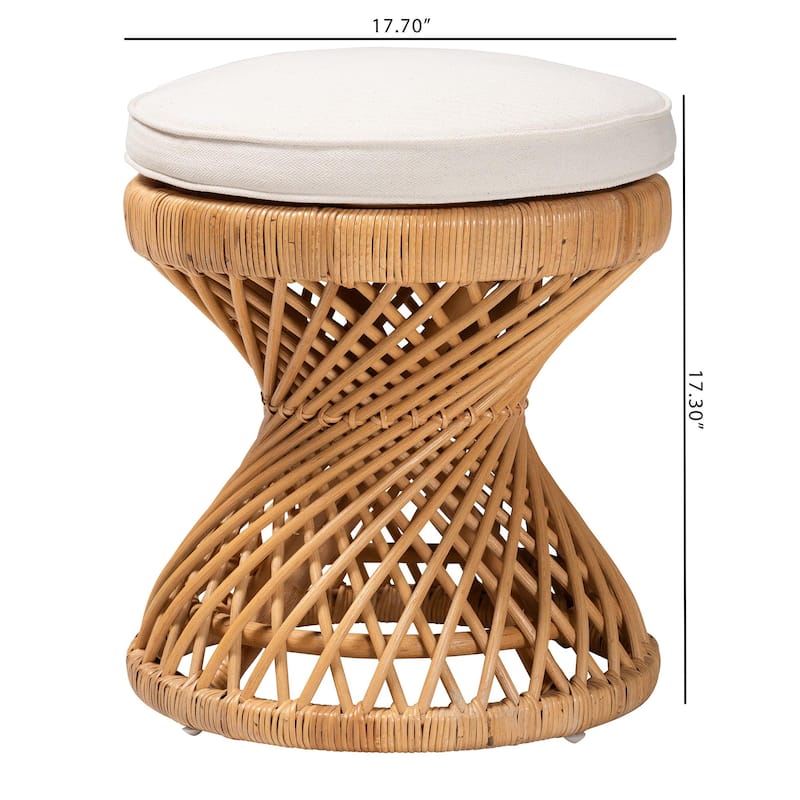 Borneo Bohemian Light Honey Rattan Footstool