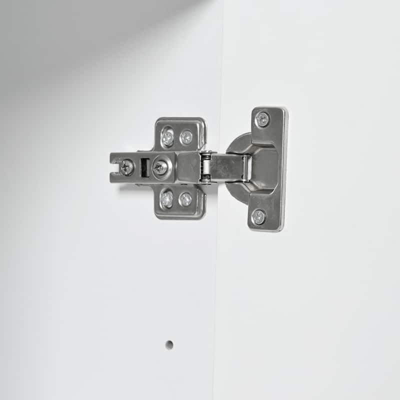 Modern Carved Sideboard Buffet Cabinet with Handleless Push-Open Design, for Living Room, Bedroom and Dining Room, White