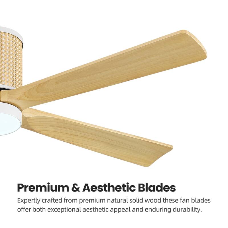 MLiAN 5 Solid Wood Blades Ceiling Fan with Lights Remote Control 6-Speed DC - 54''