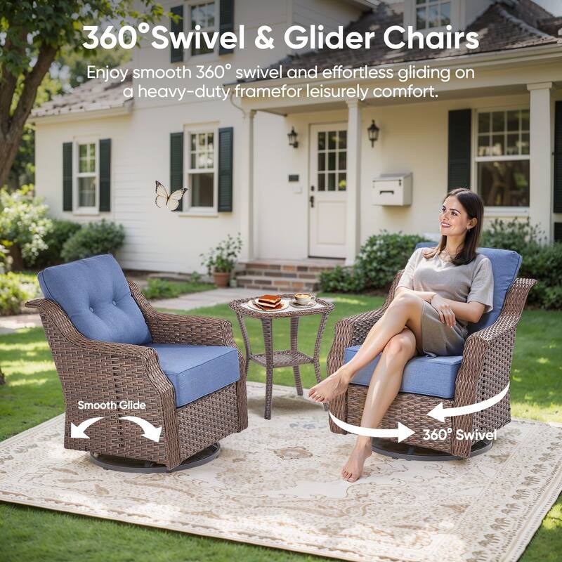 Pocassy Ptio 5 Piece Sofa Swivel Chair with Fire Pit Table