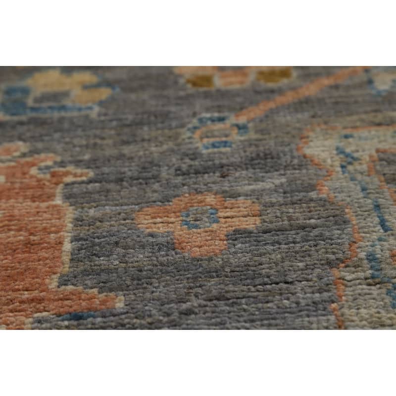 Hand Knotted Oriental 100% Wool Carpet Transitional All-Over Navy Blue & Blues Oushak Area Rug - 9' 11'' X 8' 1''