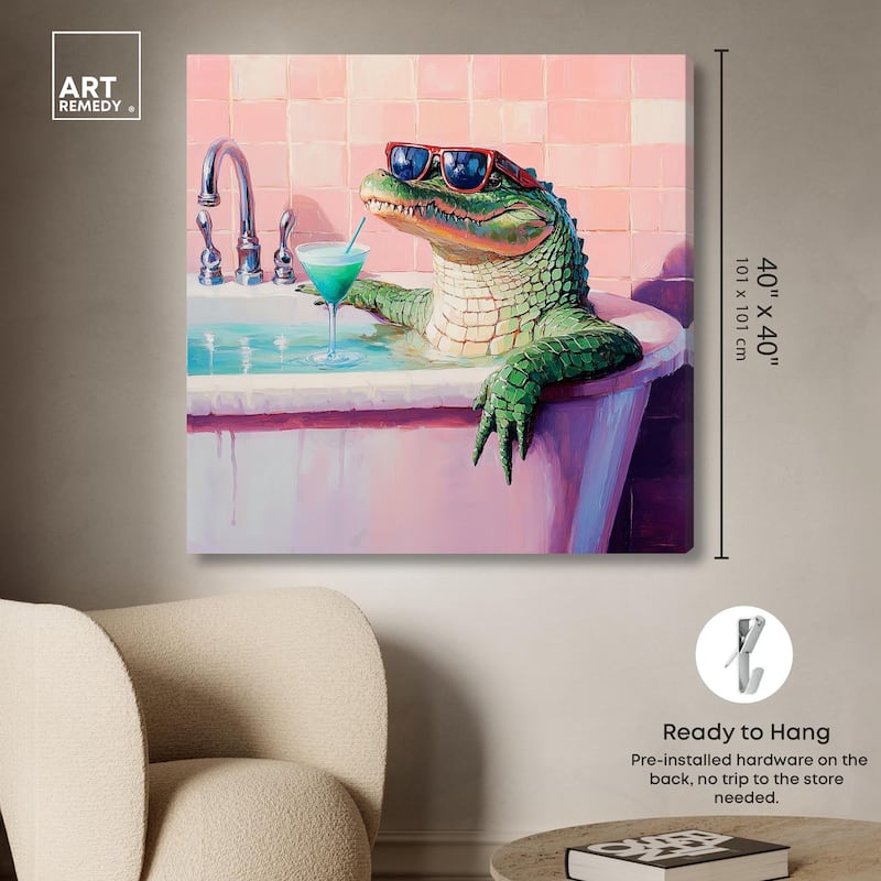 Cocktail Croc II Canvas by Art Remedy, Gallery Wrapped