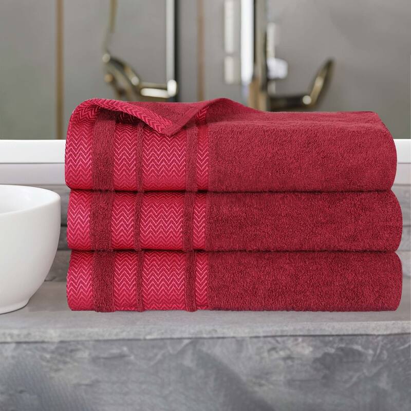 Superior Hays Cotton Soft Medium Weight Bath Towel Set of 3 - Cranberry