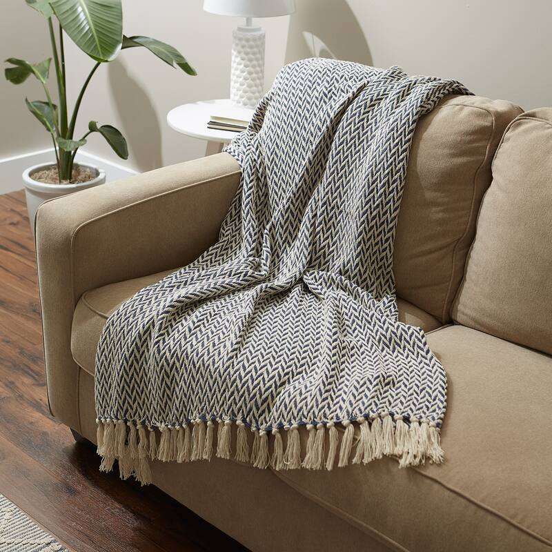 Stone Handloom Chevron Throw