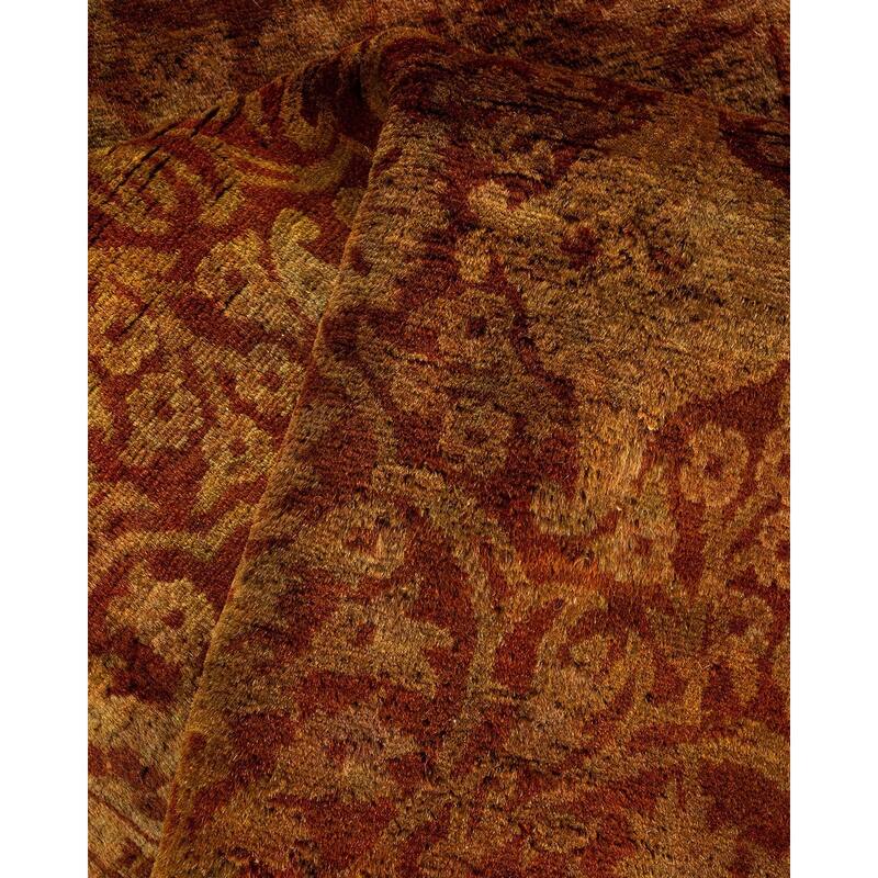 Overton Hand Knotted Wool Vintage Inspired Modern Contemporary Overdyed Red Area Rug - 2' 7" x 24' 1"