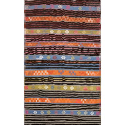 Hand Woven Oriental 100% Wool Carpet Southwestern Tribal Multi-Colored Kilim Area Rug - 10' 2'' X 6' 6''