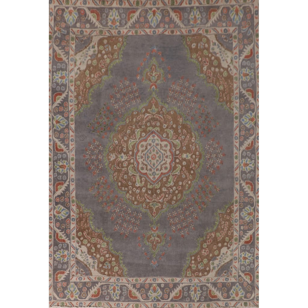 Over-Dyed Tabriz Persian Vintage Area Rug Hand-Knotted Wool Carpet - 8'1"x 10'8"