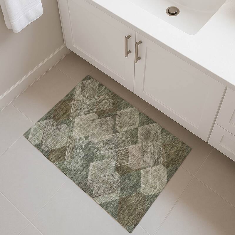 Machine Washable Indoor/ Outdoor Modern Hotchkiss Chantille Rug