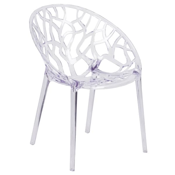 Transparent Oval Shaped Stacking Side Chair With Artistic Pattern Design 23 25 W X 24 D X 31 H Overstock 19390153