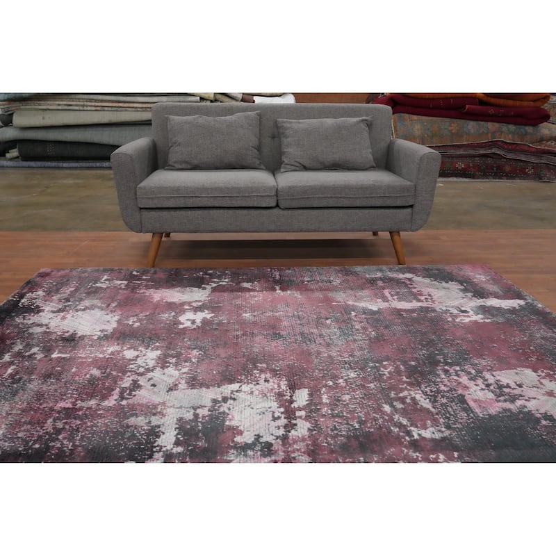 Hand Knotted Oriental Viscose Silk Carpet Modern Abstract Multi-Colored Abstract Area Rug - 7' 9'' X 5' 6''
