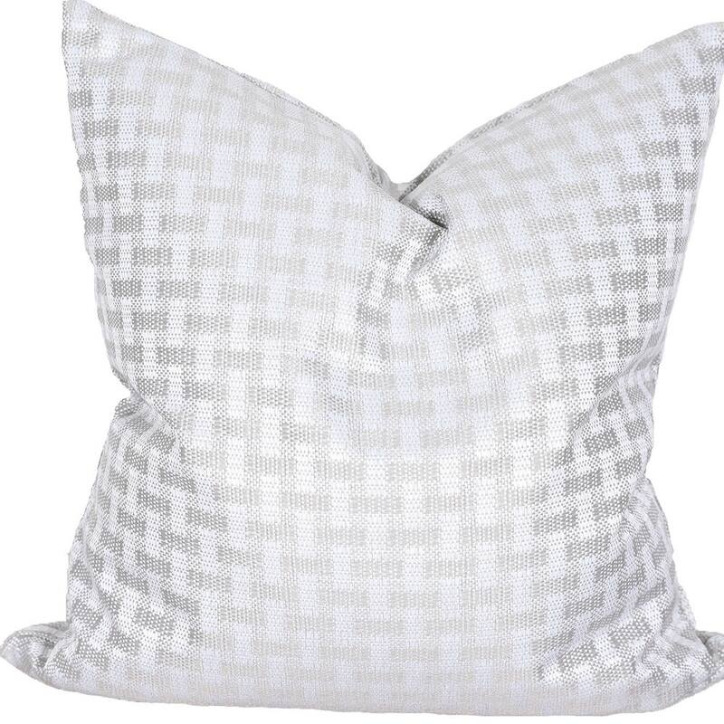 HomeRoots 22" X 22" Gray and White Checkered Polyester Zippered Pillow
