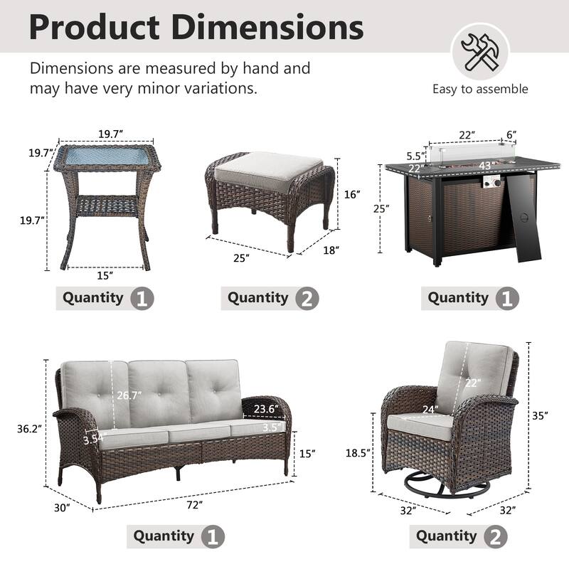 Gymojoy Outdoor Fire Pit Conversation Set, 3-Seat Sofa & Chairs Patio Furniture Set