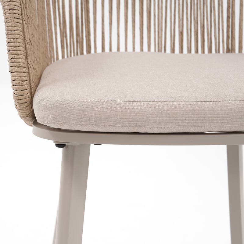 Outdoor 2-Piece Arm Barstool Chairs with Cushions