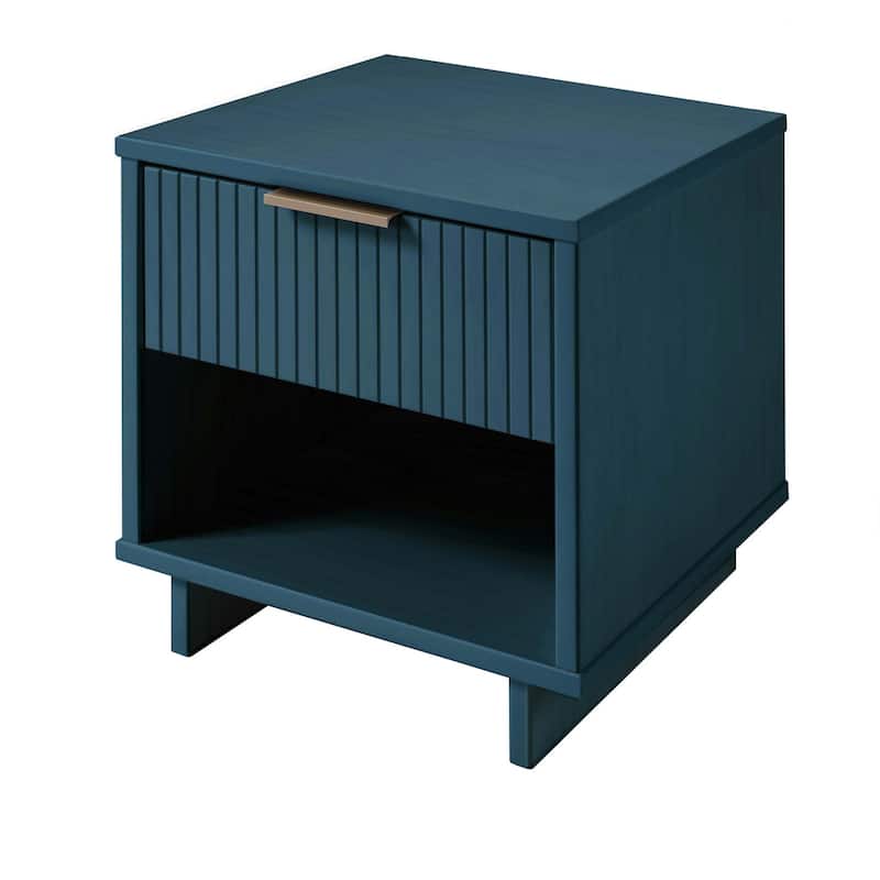 Manhattan Comfort Granville Mid Century Solid Wood 1 Drawer Nightstand Set of 2