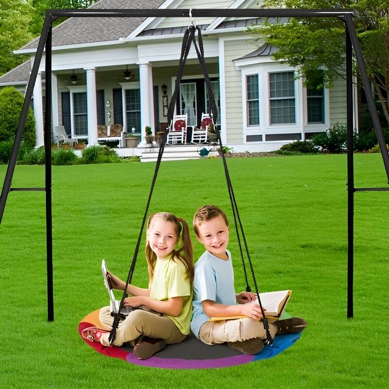 Multicolor 900D Oxford Saucer Tree Swing, 750lb Round Kids Seat Set - 40" L x 2" H