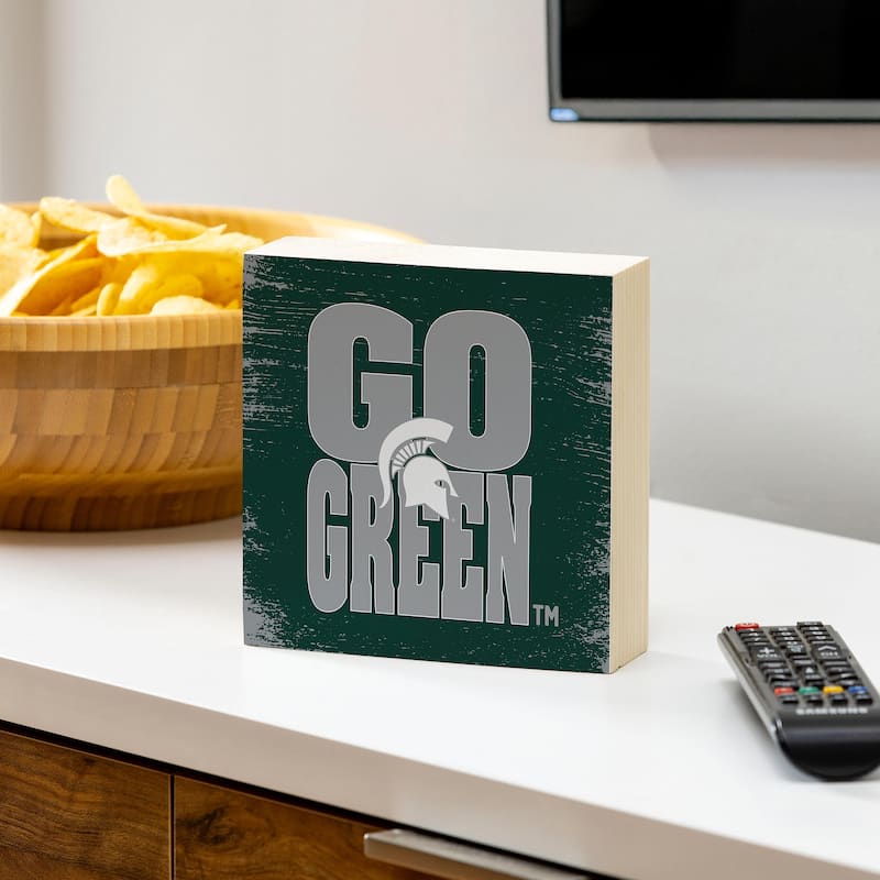 Michigan State University Wooden Tabletop Mantel Shelf Sign - 6" x 6"