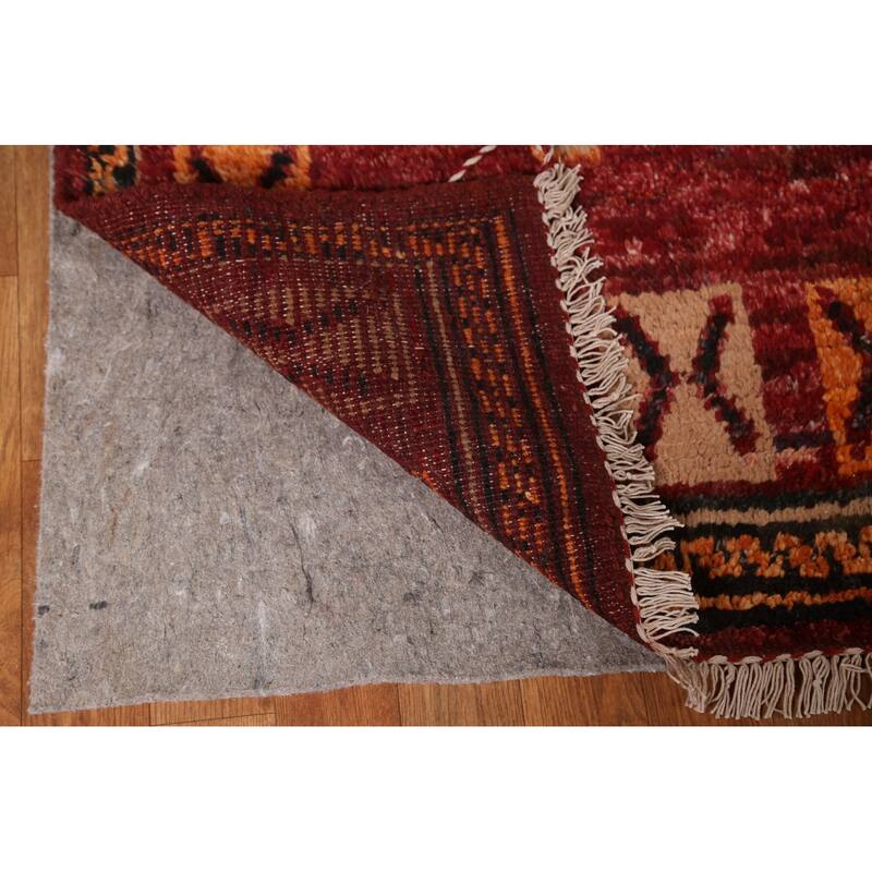 Hand Knotted Oriental 100% Wool Carpet Modern Tribal Red Moroccan Area Rug - 9' 10'' X 6' 11''
