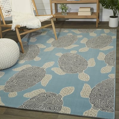 Swimming Sea Turtle Area Rug