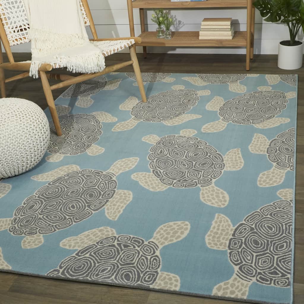 Swimming Sea Turtle Area Rug