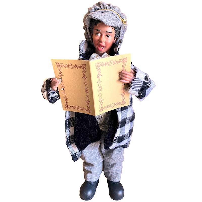 15-18" Black and White Plaid Black Carolers, Set of 4