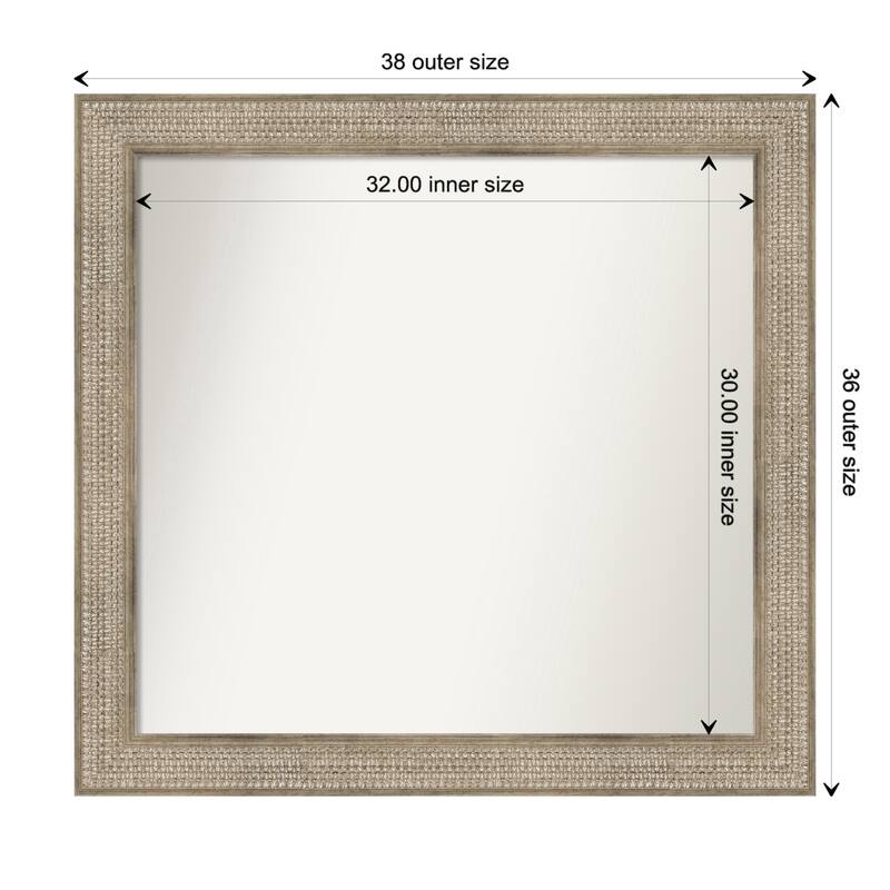 Trellis Silver Framed Non-Beveled Custom Wall Mirror, Bathroom Vanity Mirror - Outer Size: 38 x 36