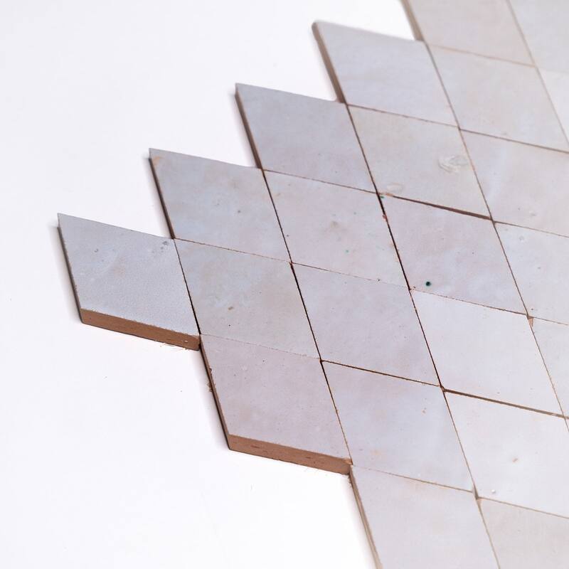 Contemporary Zellige Panels, 12" X 12" X 1/2", Diamond Off-White