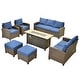 preview thumbnail 5 of 28, HOOOWOOO 7-piece Outdoor Wicker Rattan Patio Conversation Set with Fire Pit