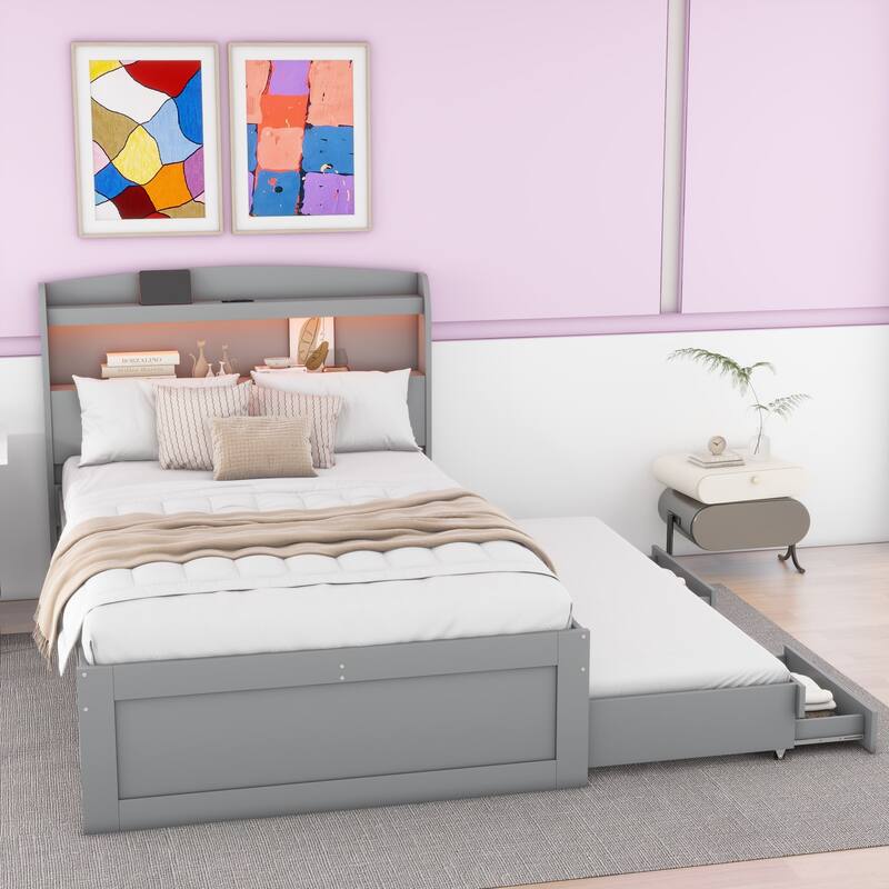 Multi-purpose platform bed with trundle and drawers