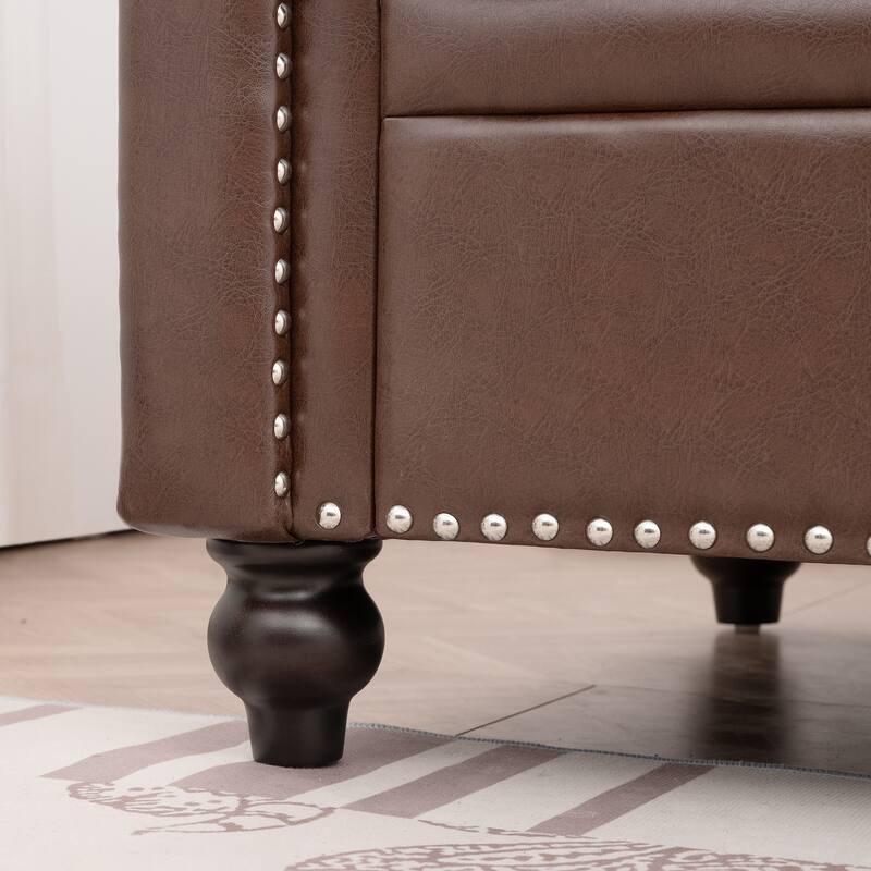 83.86" Fabric Roll-Arm 3-Seater Sofa with Pocket Spring Seat, PP Foam Backrest, and Solid Wood Frame