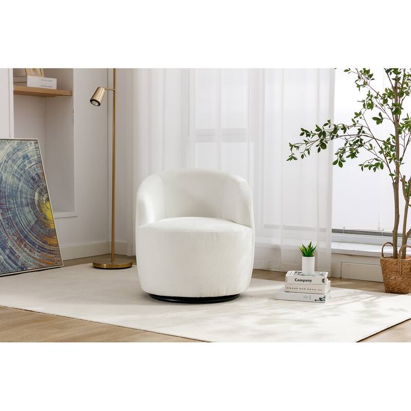 Chenille Fabric Swivel Accent Armchair Barrel Chair
