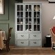 preview thumbnail 81 of 98, Modular Glass Doors Display Cabinet Combo Bookcase Home Office Pantry 47.2"W - Grey