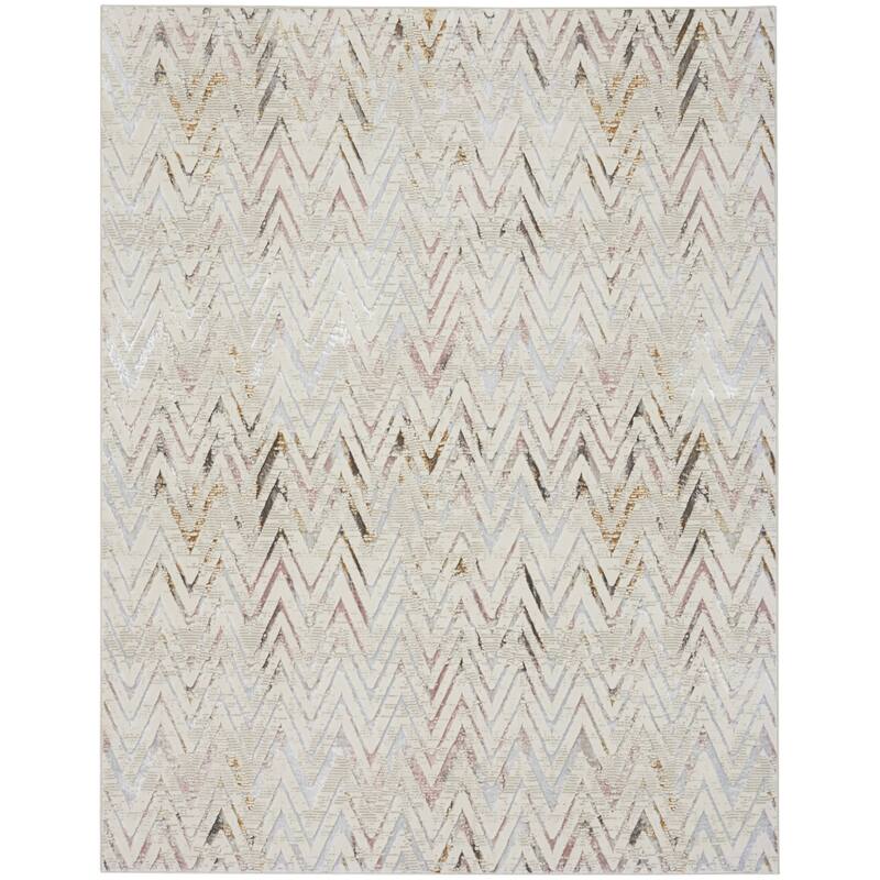 Power Loomed Distressed Modern Non Skid Stain Resistant Area Rug - 144' X '108' X '0.39