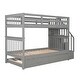 preview thumbnail 33 of 52, Stylish Stairway Twin-Over-Twin Bunk Bed with Twin size Trundle for Bedroom, Maximized Storage Space, Dorm