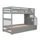 preview thumbnail 7 of 7, Twin Over Twin Bunk Bed with Trundle, Detachable Wood Triple Bedframe