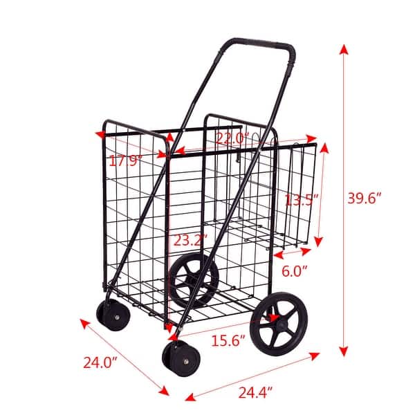 Folding Shopping Cart Heavy Duty Grocery Rolling Utility Cart with Handle  Silver