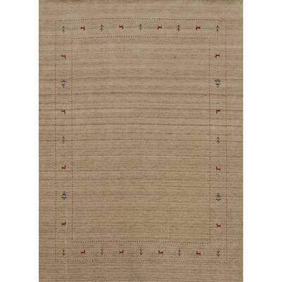 Hand Knotted Oriental 100% Wool Carpet Tribal Tribal Beige & Ivories Gabbeh Area Rug - 9' 9'' X 7' 10''