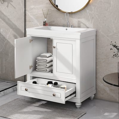 GDFStudio - 30" Bathroom Vanity with Sink, Cabinet with Doors & Drawer, Solid Wood & MDF