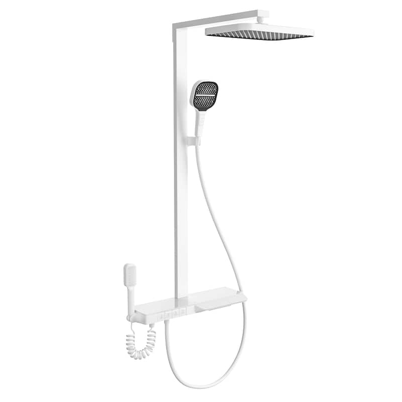 Wall Mounted Digital Display Thermostatic Shower System, 4-function Rain Shower Head