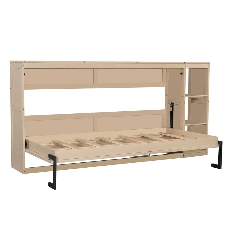 Murphy Bed with Bookshelf for Samll Space, Full/Twin Size