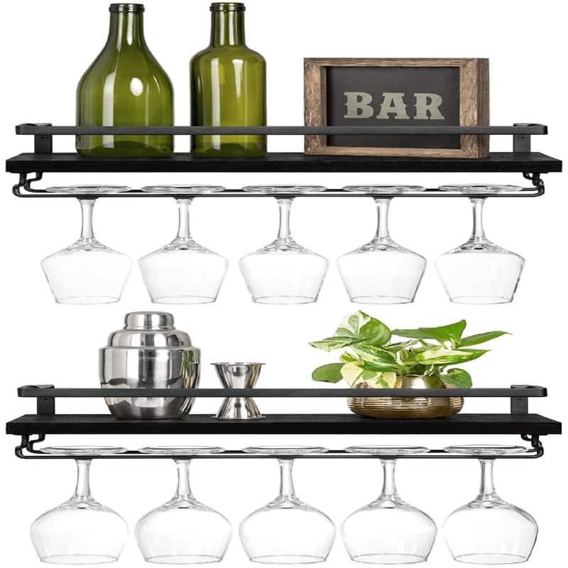 Wall Mounted Wine Rack Set of 2 - 16.9"D x 6.3"W x 5.1"H