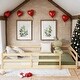 preview thumbnail 1 of 10, Natural Floor Bed with Fence,Wood Kids Bed,Full Size Natural