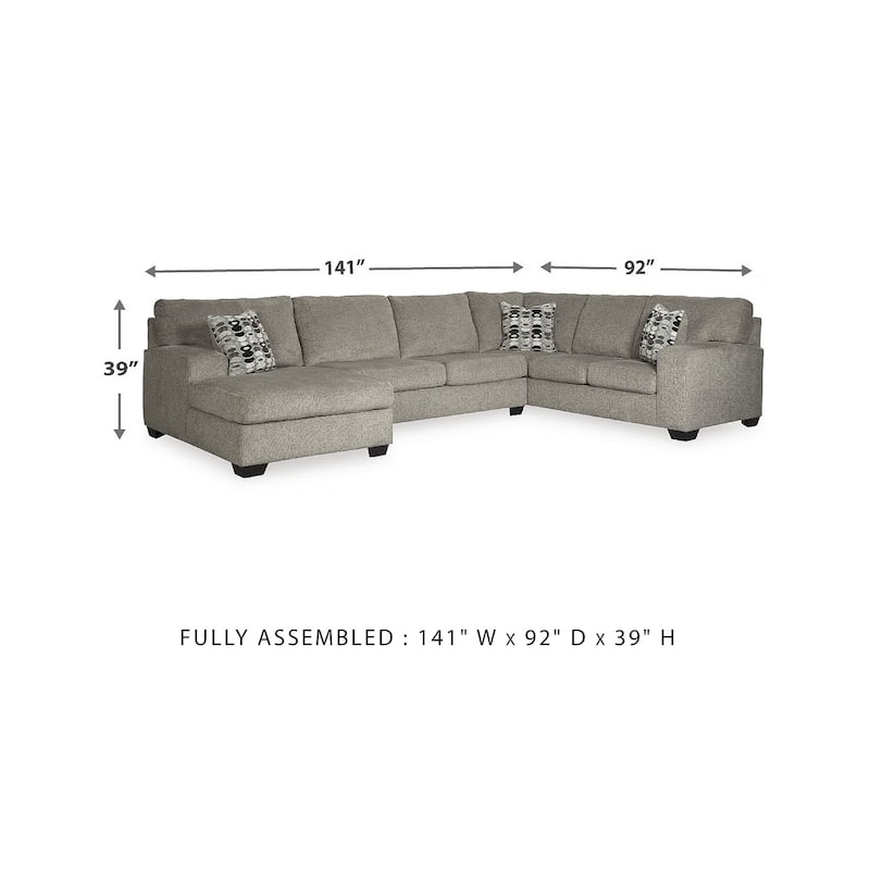 Ballinasloe 3-Piece Sectional with Left Facing Chaise - Platinum