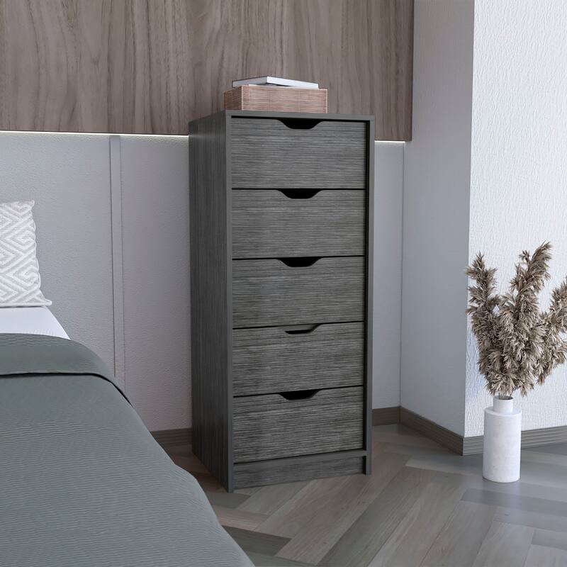 Basilea 5 Drawer Tall Dresser - Smokey Oak
